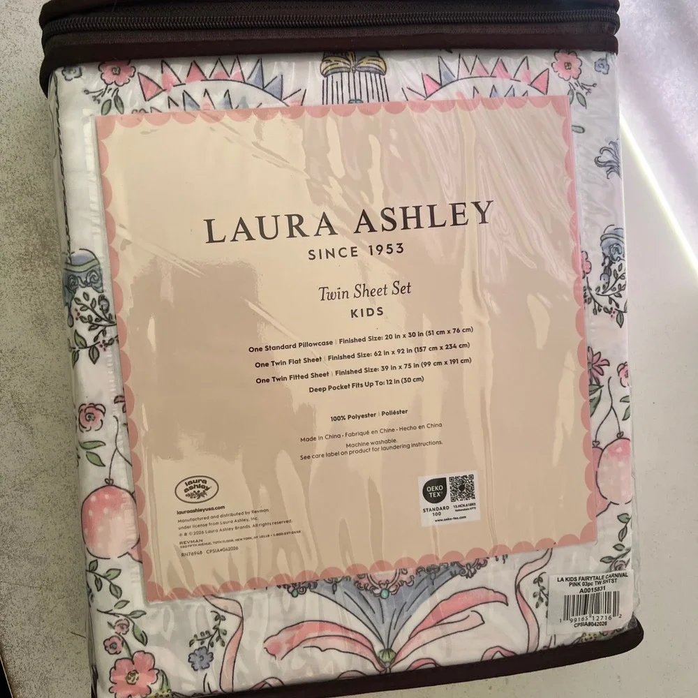 Laura Ashley Kids Fairytale Carnival Twin Sheet Set Whimsical Carousel 3pc NEW